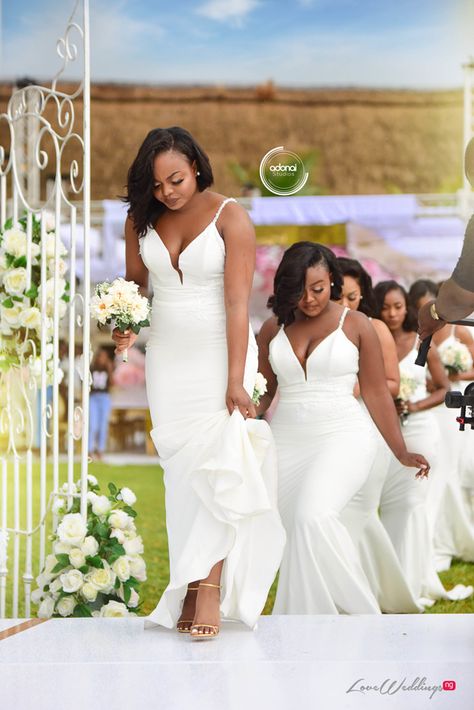 John Dumelo, Mocha Wedding, Bridesmaid Dresses White, Gala Attire, African Bridesmaids, Mermaid Long Bridesmaid Dresses, Groomsmen Tuxedos, African Bridesmaid Dresses, Ghana Wedding