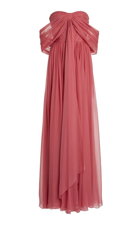 Draped Silk Chiffon Off-The-Shoulder Maxi Dress By Zuhair Murad | Moda Operandi Dresses Classy, Beautiful Costumes, Eternal Sunshine, Chiffon Gown, Zuhair Murad, Chiffon Maxi, Party Outfits, Chiffon Maxi Dress, Pink Maxi Dress