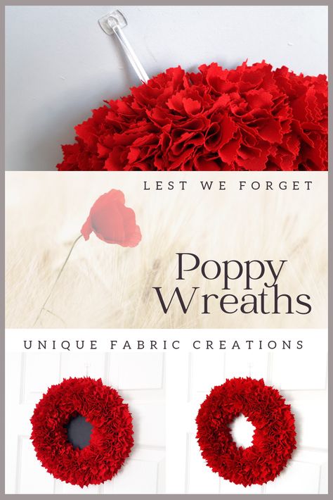 You're looking for a unique poppy wreath? One that will impress your neighbors and guests when hung on your door, with it's uniqueness and elegance? One that will show your respect when you display as a tribute this November?Celebrate, remember and pay respect to all war heroes, all year round, with this one-of-a-kind red fabric poppy wreath. Buddy Poppy Display Ideas, Poppy Wreaths, Remembrance Day Wreath, Buddy Poppy, Patriotic Door Decorations, Remembrance Day Activities, Poppy Wreath, Remembrance Sunday, Fabric Wreath