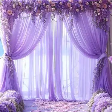 Purple Decorations, Enchanted Forest Decorations, Girls Bedroom Curtains, Purple Drapes, Draping Wedding, Wedding Archway, Curtain Backdrops, Purple Rooms, Purple Decor