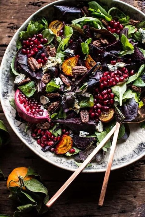 Winter Beet and Pomegranate Salad with Maple Candied Pecans + Balsamic Citrus Dressing. - Half Baked Harvest Half Baked Harvest Salad, Thanksgiving Salads, Salad Pomegranate, Dressing Thanksgiving, Salads Ideas, Thanksgiving Salad, Citrus Dressing, Harvest Salad, Pomegranate Salad