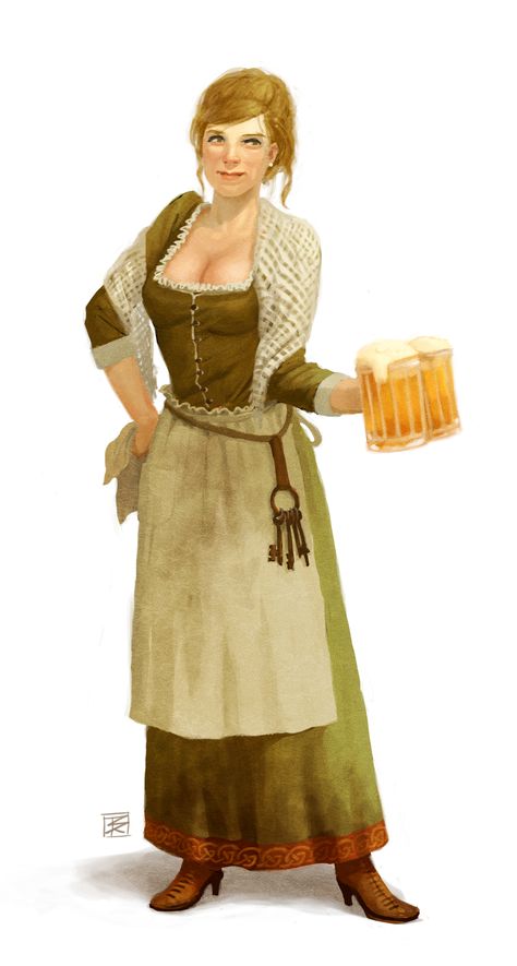 Bar Wench - Pathfinder PFRPG DND D&D d20 fantasy Warhammer Fantasy Roleplay, Pathfinder Character, Heroic Fantasy, Dungeons And Dragons Characters, Female Human, Fantasy Concept Art, Warhammer Fantasy, Fantasy Rpg, Fantasy Inspiration