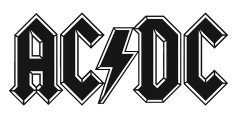 colors acdc logo Acdc Drawing, Acdc Tattoo, Ac Dc Logo, Acdc Logo, Dc Logo, Rock Band Logos, Rock N Roll Art, Band Tattoo, Vinyl Shirts