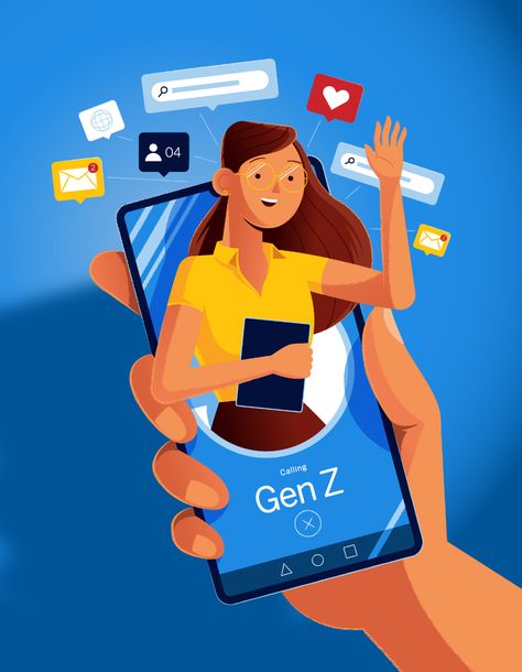 Gen Z Poster, Gen Z Graphic Design, Gen Z Art, Gen Z Social Media, Gen Z Design, Iphone Illustration, Promotion Illustration, Z Generation, Generation Z