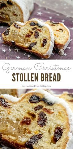 German Raisin Bread, German Stollen Recipe Christmas, Stollen Bread Recipe, German Sweet Bread, Christmas Sweet Bread Recipes, German Stollen Recipe, Easy Christmas Bread, German Christmas Cake, German Holiday Recipes