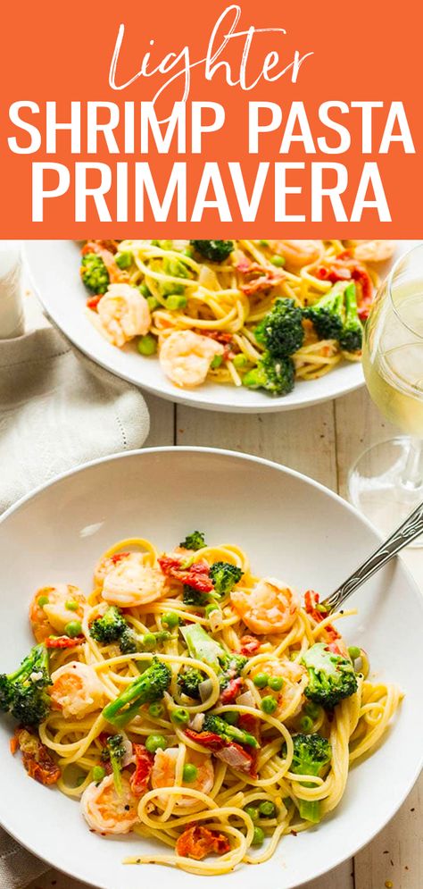 Veggie Linguine Recipes, Shrimp Primavera, Shrimp Pasta Primavera, Shrimp Pasta Healthy, Primavera Recipe, Pasta Primavera Recipe, Pasta Primavera, Shrimp Pasta, 30 Minute Meals