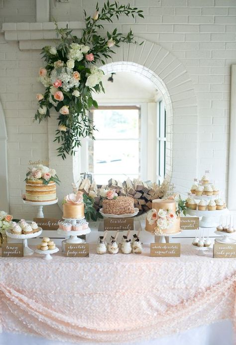 Romantic rustic dessert table / http://www.himisspuff.com/wedding-dessert-tables-displays/7/ Rustic Dessert Table, Sweet Table Wedding, Decoration Buffet, Rustic Dessert, Gateau Baby Shower, Cake Table Decorations, Wedding Cake Table, Nice Ideas, Wedding Dessert Table