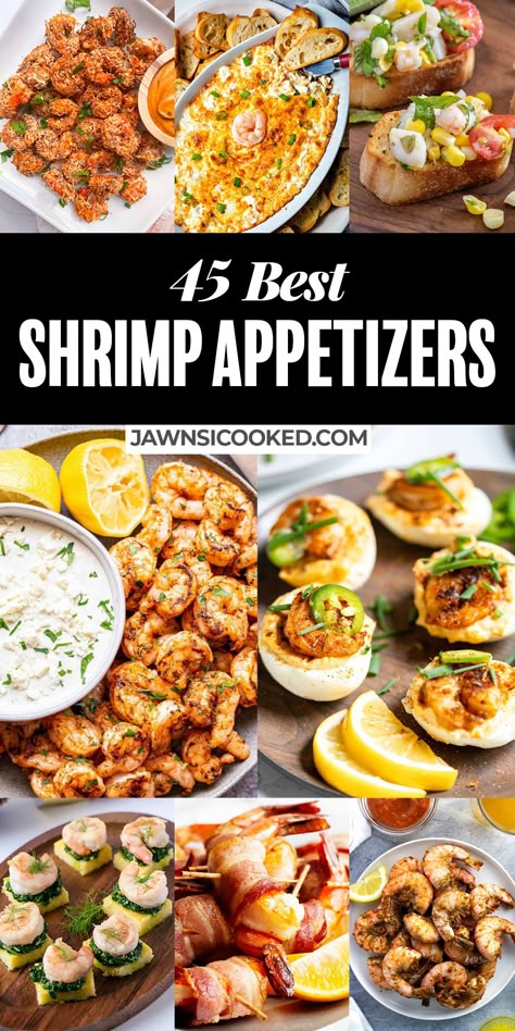 The 45 Best Thanksgiving Shrimp Appetizers! From easy fried shrimp, to elegant finger food and shareable dips! Shrimp Snacks Appetizers, Party Seafood Ideas, Seafood Finger Foods For Party, Spicy Shrimp Appetizers, Shrimp Board Ideas, Shrimp And Crab Appetizers, Party Shrimp Appetizers, Easy Shrimp Appetizer Recipes, Seafood Party Dishes