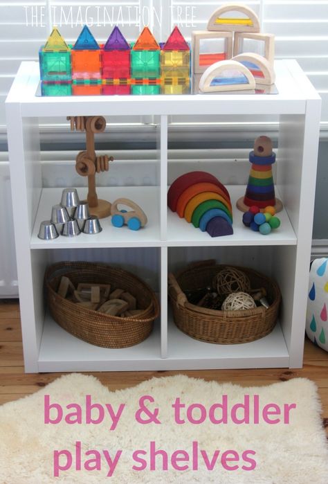 Camera Montessori, Trofast Ikea, Baby Play Areas, Toy Shelf, Treasure Basket, Heuristic Play, Infant Classroom, Imagination Tree, Montessori Bedroom