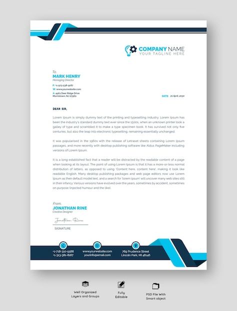 Free PSD modern business and corporate l... | Free Psd #Freepik #freepsd #a4-letterhead #corporate-letterhead #modern-letterhead #letter-head Header And Footer Design Word, Letter Pad Design, Header And Footer Design, Free Letterhead Template Word, Modern Letterhead Design, Letterhead Design Inspiration, Letter Head Design, Stationery Design Inspiration, Letterhead Template Word