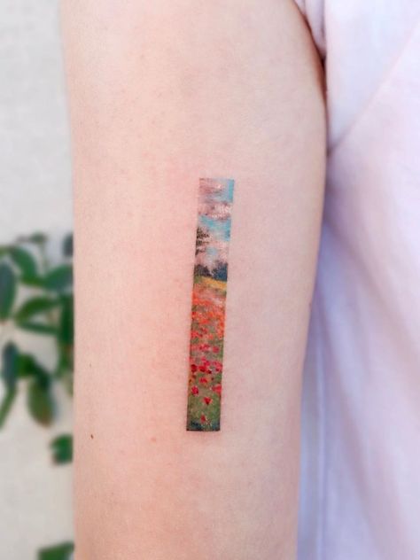 Monet Tattoo, Impressionism Flowers, Cloud Tattoo Design, Soft Tattoo, Rare Tattoos, Framed Tattoo, Korean Tattoos, Cloud Tattoo, Monet Art