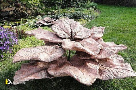 How To Make Amazing Cement Decorative Garden Ideas To Have The Most Beautiful Neighborhood Yard | Engineering Discoveries Cement Leaves, Garden Ideas To Make, Concrete Leaves, Decoration Beton, Tanaman Pot, Concrete Ideas, Smart Garden, Concrete Art, Concrete Planters