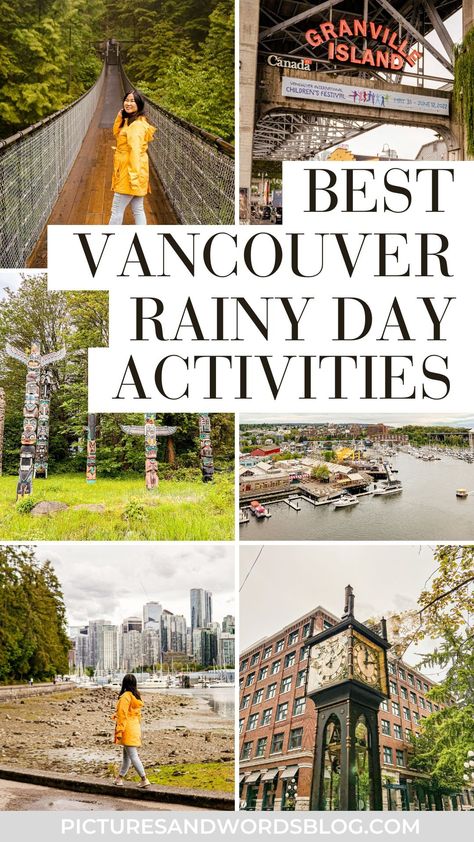 This is the perfect Vancouver travel guide for when it rains! It includes 30 fun things to do in Vancouver when it rains, from indoor activities, top attractions, and more. You'll definitely want to add these things to to your Vancouver itinerary, rain or shine! Vancouver Washington Things To Do In, Vancouver Itinerary, Vancouver Travel Guide, Lynn Canyon, Things To Do In Vancouver, Things To Do In Seattle, Visit Vancouver, Rain Pictures, Vancouver Travel