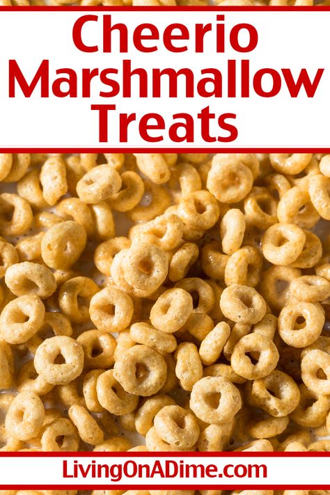 Cheerios Marshmallow Treats Recipe, Cheerios And Marshmallows, Recipes For Cheerios, Cheerio Crispy Treats, Cheerio Marshmallow Treats, Honey Nut Cheerios Recipes, Cherios Recipes, Recipe Using Cheerios, Cheapest Recipes