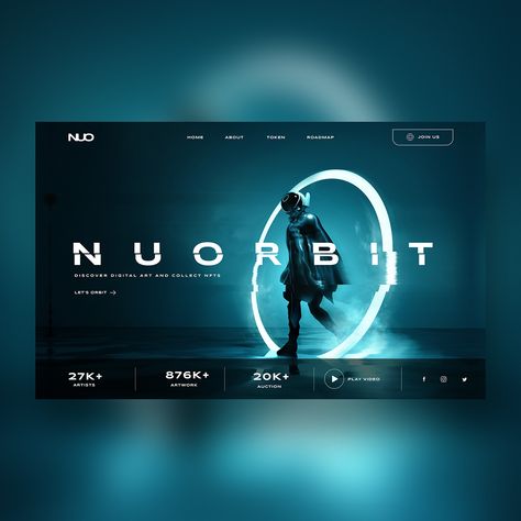 Futuristic Website Design Inspiration, Nft Website Ui Design, Site Internet Design, Webflow Web Design, Dark Landing Page, Futuristic Ui Design, Futuristic Website, Website Interface Design, Tech Website Design