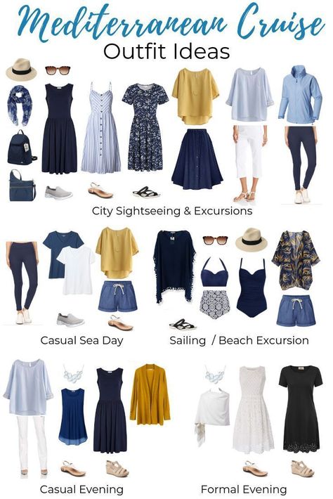 Cruz Ship Outfits, Cruise Outfits Italy, Nice Cruise Outfits, Best Sandals For Cruise, Outfits Ideas For Cruise, Mediterranean Packing List, Clothes For A Mediterranean Cruise, Mediterranean Capsule Wardrobe, Outfit For A Cruise