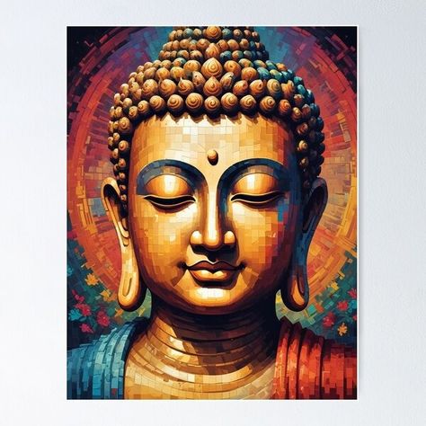 "Pixelated Multicolor Modern Art Buddha" Poster for Sale by Dev-Ang | Redbubble Buddha Painting Canvas Modern, Cafe Renovation, Gods Painting, Buddha Background, Buddha Poster, Buddha Canvas Art, Iron Man Drawing, Paint Book, Buddha Painting Canvas