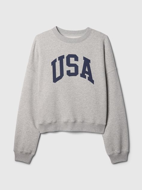 Soft cotton-blend sweatshirt.  Crewneck.  Long sleeves.  USA arch logo at front.  Banded hem.  Fit: Over