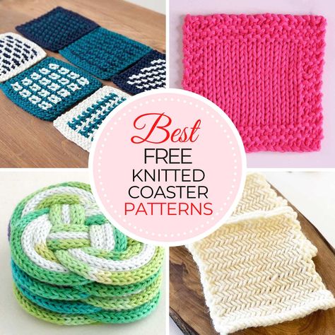 Coaster Knitting Patterns Knitted Coasters, Quick Knitting Projects, Knit Coaster, Coaster Patterns, Baby Cardigan Knitting Pattern, Knitted Flowers, Yarn Tail, Loom Patterns, Crochet Coasters