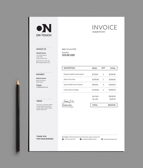 Invoice by Designs Bird on @creativemarket Graphic Design Invoice, Quotation Design, Invoice Sample, Invoice Design Template, Brand Elements, Invoice Design, Illustration People, Word Free, Word File