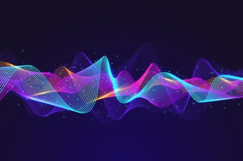 Abstract equalizer particles wave backgr... | Free Vector #Freepik #freevector #background #abstract #waves #wallpaper Festive Poster, Hologram Colors, Wave Background, Music Visualization, Data Visualization Design, Waves Background, Screen Saver, Book Design Layout, Equalizer