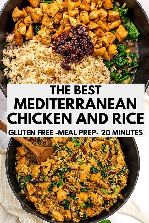 Mediterranean Chicken And Rice, Chicken And Rice Skillet, Mediterranean Chicken Recipes, Mediterranean Diet Food List, Mediterranean Recipes Healthy, Mediterranean Diet Recipes Dinners, Rice Skillet, Mediterranean Diet Meal Plan, Mind Diet