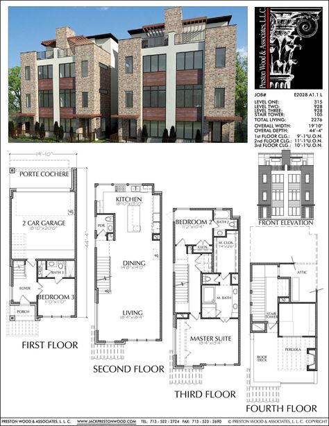 Duplex Townhomes, Townhouse Floor Plans, Urban Row House Plan Designer – Preston Wood & Associates Duplex Townhouse, Townhouse Development, Townhouse Plans, Town House Plans, Little House Plans, Modern Townhouse, Free House Plans, House Plans One Story, Townhouse Designs