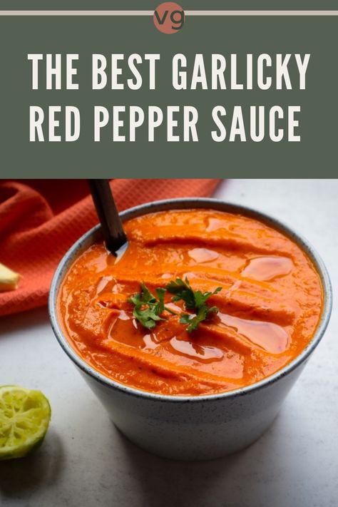 Rich, creamy and vibrant sauce, loaded with the perfect flavors from roasted red peppers, garlic and tomatoes. #roastedredpeppersauce #garlickyredpeppersauce #garlicredpepperandtomatosauce #bestpastasauce Bell Pepper Sauce Recipe, Bell Pepper Sauce, Baked Pasta Casserole, Roasted Red Pepper Sauce, Red Pepper Sauce, Pasta Casserole, Tomato Pasta, Pepper Sauce, Yummy Dips