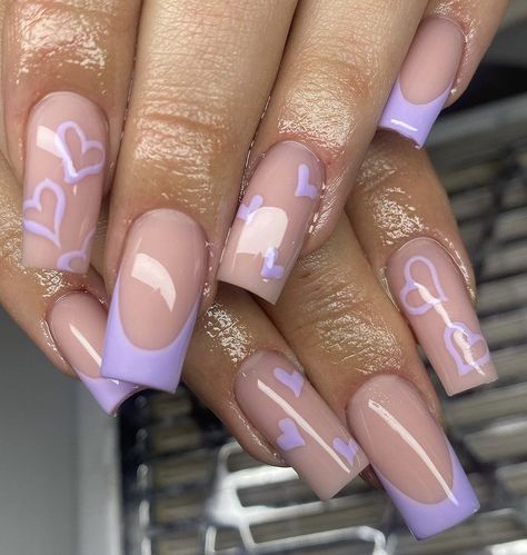 Purple Nails With J Initial, Purple Nails For Black Women, Purple Nails Acrylic With Initial, Short Acrylic Nails For 13th Birthday, Purple Back To School Nails, 13 Teen Year Old Nails, Nails 11-12, Bday Nails Ideas Coffin Medium, Nail Inspo For 13 Yo