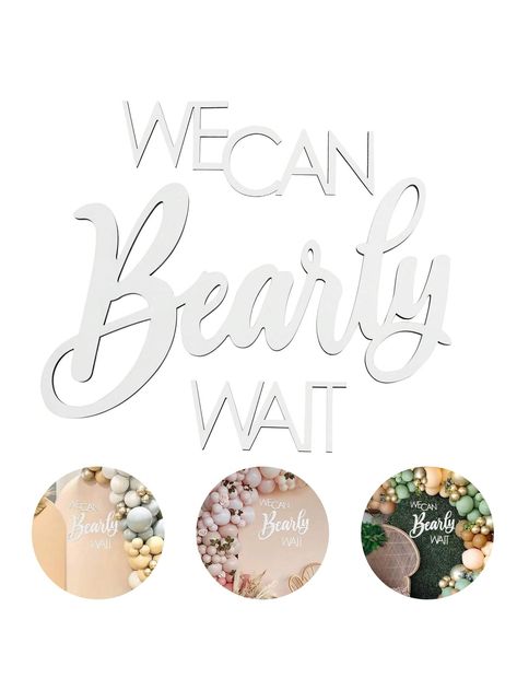 White  Collar  Wood   Embellished   Event & Party Supplies We Can Bearly Wait Sign, Teddy Bear Baby Shower Decorations, Gender Reveal Party Theme, Baby Theme, We Can Bearly Wait, Arch Backdrop, Bearly Wait, Baby Shower Decoration, Teddy Bear Baby Shower