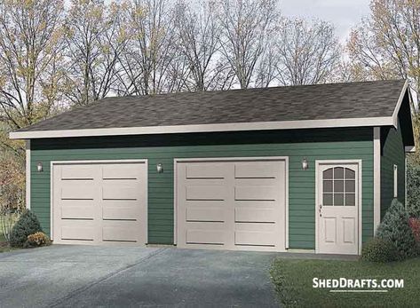 30x30 Two Car Garage Shed Plans Blueprints For Erecting A Wooden Shed Car Garage Plans, Timber Shed, Garage Packages, Sliding Garage Doors, Wooden Shed, Car Shed, Loafing Shed, Building A Garage, Garage Floor Plans