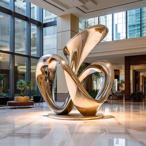 stainless steel sculpture,gold-plated sculpture,modern sculpture,business lobby sculpture,modern sculpture,custom sculpture,art sculpture,modern art sculpture Lobby Sculpture, Hotel Sculpture, Modern Mirror Design, Gold Sculpture, Arch Art, Stainless Steel Sculpture, Stainless Steel Art, Business Space, Lobby Design