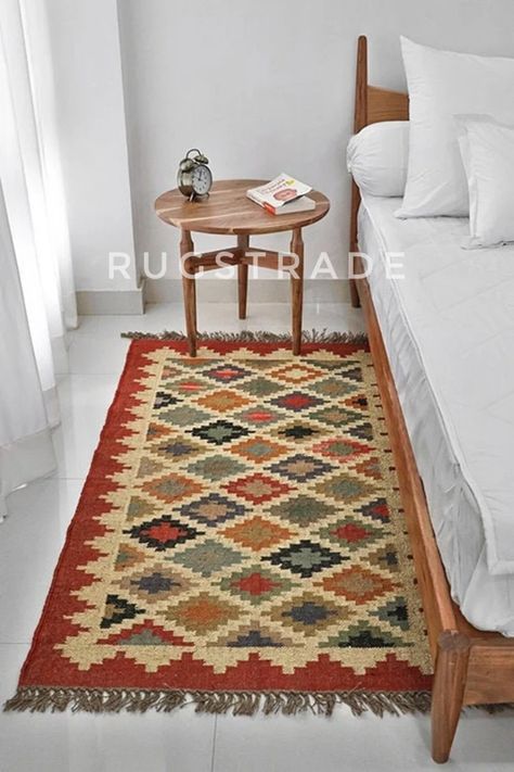 Wool Jute Rug, Loft Ideas, Natural Homes, Dhurrie Rug, Jute Wool Rug, Flatweave Rug, Dhurrie Rugs, Rug Geometric, Indian Inspired