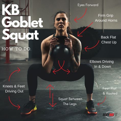 Kettlebell Goblet Squat, Kettlebell Squats Women, Squats With Kettlebell, Goblet Squat Form, Kettle Workout, Squats Benefits, Squat Kettlebell, Squat Benefits, Dumbell Squats