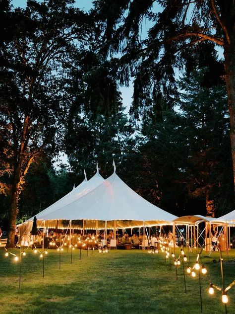 Wedding Tent Lighting, Wedding String Lights, White Tent Wedding, Backyard Tent Wedding, Wedding Tent Decorations, Outdoor Wedding Lighting, Outdoor Tent Wedding, Tent Wedding Reception, Backyard Tent