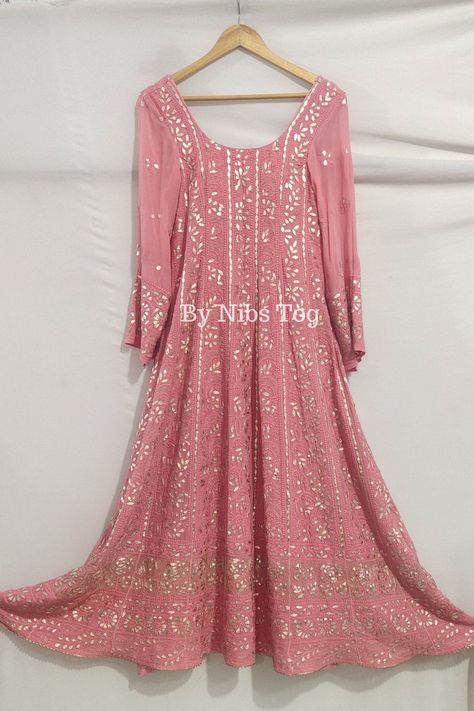 Chikankari Anarkali Suits, Gown Kurti, Kurti With Dupatta, Chikankari Anarkali, Gotta Patti, Wedding Suit, Anarkali Suit, Long Gown, Wedding Suits