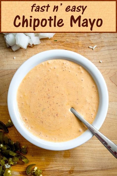 This is a great recipe to keep in mind for a quick batch of Chipotle Mayo.  You can always substitute Greek yogurt for the mayo but adding in a little bit of fat will give you a huge upgrade in flavor.  mexicanplease.com Diy Chipotle Mayo, How To Make Chipotle Mayo, Diy Chipotle Sauce, Mexican Mayo, Flavored Mayo, Chipotle Mayonnaise Recipe, Chipotle Mayo Sauce, Chipotle Mayo Recipe, Chipotle Mayonnaise