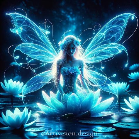 🌟 Magical Water Lily Fairy 🌟 Discover the ethereal beauty of the water lily fairy, gracefully adorned with shimmering neon blue wings. Immerse yourself in the enchanting world where magic and serenity blend seamlessly. ✨💙 Bring a touch of fantasy to your day with this delicate and captivating fairy. 🌸🧚‍♀️ #FantasyArt #WaterLilyFairy #EtherealBeauty #NeonMagic #FairyTales #ArtOfInstagram #MagicalWorld #EnchantedForest #InstaMagic #FairyArt Water Lily Fairy, Water Fae, Lily Fairy, Fairies Aesthetic, Magical Water, Water Fairy, Fairy Cosplay, Goddess Aesthetic, Butterfly Art Painting