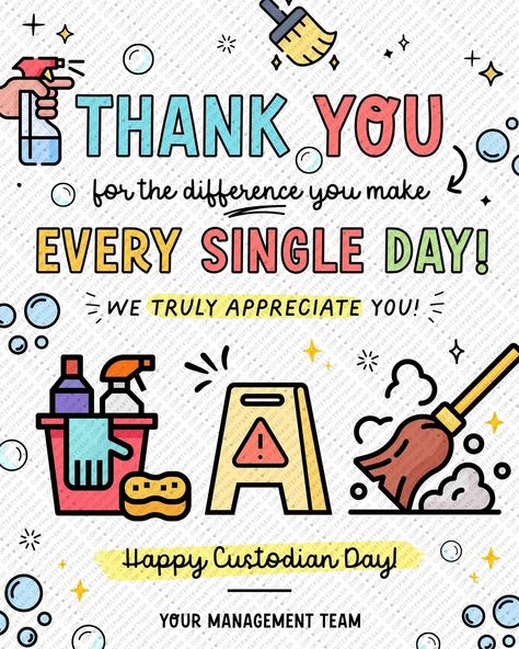 Custodian Day Sign Printable INSTANT DOWNLOAD Printable School Custodian Appreciation Day Gifts Idea, National Custodian Day Poster Decor - Etsy Appreciation Posters Staff, Gift Ideas For Custodians, Custodian Appreciation Free Printable, Custodian Gift Ideas, Happy Custodian Appreciation Day, Custodial Appreciation Day, Custodian Appreciation Ideas Posters, Custodian Day Gift Ideas, Custodians Appreciation Day