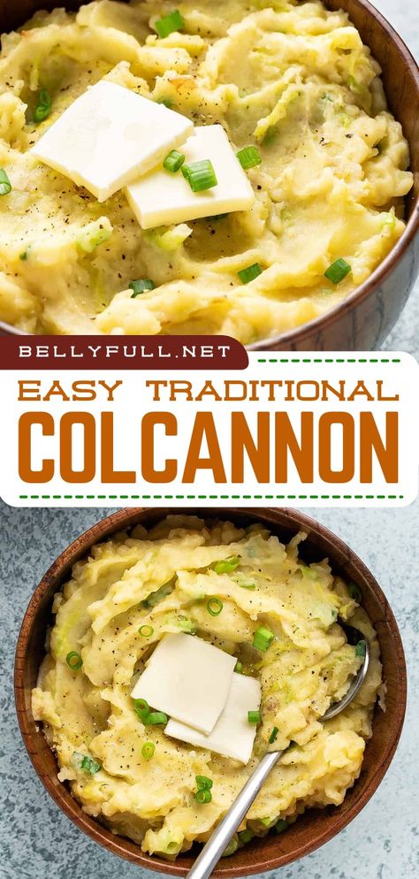 The perfect St. Patrick's Day side dish! Made with mashed potatoes and cabbage, this colcannon recipe has so much flavor. Complete your easy St. Patrick's Day food with this traditional Irish colcannon! Irish Colcannon Traditional, Traditional Irish Colcannon, Colconnan Recipe, Irish Potato And Cabbage Recipes, Irish Potatoes And Cabbage, Traditional Irish Colcannon Potatoes And Cabbage, Bangers And Colcannon, Irish Mashed Potatoes And Cabbage, Irish Potatoes Recipe Easy