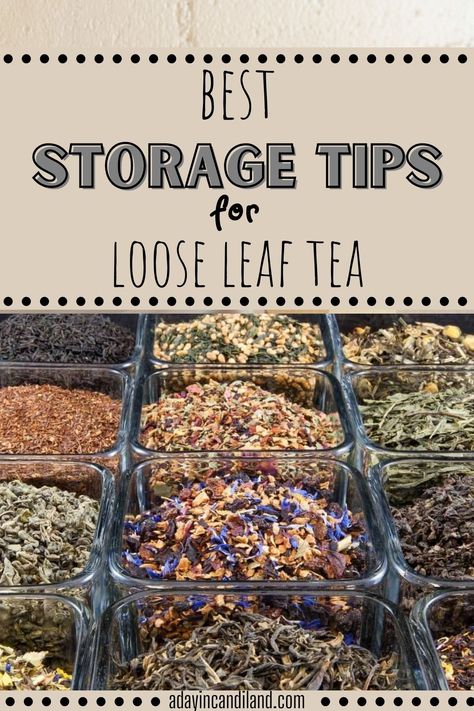 Learn about the best solutions on How to store your loose leaf tea to extend its freshness, and keep it tasty. Read on for more information. Organize Loose Leaf Tea, Tea Leaves Storage, Loose Leaf Tea Display, Herbal Tea Organization, Loose Leaf Tea Storage Organizing, Herbal Tea Storage Ideas, Herbal Tea Storage, How To Store Loose Leaf Tea, Loose Leaf Tea Station