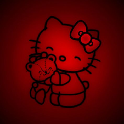 Red And Black Hello Kitty, Red Hello Kitty Wallpaper, Hello Kitty Random, Red Widgets Aesthetic, Red And White Wallpaper, Red Hello Kitty, Red Y2k, Kitty Theme, Cat App