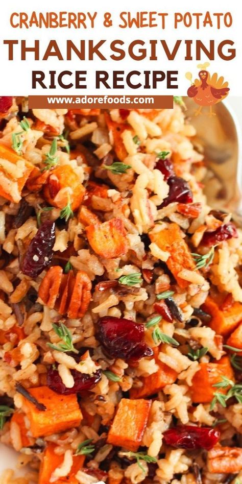 Looking for the perfect Thanksgiving side dish? This cranberry sweet potato rice recipe blends festive fall flavors for a sweet and savory holiday dish everyone will love. Quick and easy to prepare, it’s a healthy, gluten-free option to add to your holiday table. Impress your guests with this delightful, hearty side perfect for any Thanksgiving or holiday feast. #ThanksgivingRecipe #HolidaySideDish #CranberrySweetPotato #FestiveFlavors #GlutenFreeSides #FallCooking #EasyRecipes Rice Thanksgiving Dishes, Sweet Potatoes With Cranberries, Sweet Potato Side Dish Thanksgiving, Cranberry Side Dish, Sweet Potato And Rice, Thanksgiving Rice, Mashed Sweet Potatoes Recipe, Thanksgiving Sweet Potato Recipes, Thanksgiving Sweet Potato