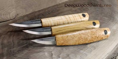 A rugged durable knife for green woodworking, whittling and general wood caring. Made from D2 steel this blade is made to carve tough wood. Suitable for spoon carving, kuksa cup carving and more. 3 blade lengths and 3 different wood options for your handle. If you want to customize your own handle these are also available as a knife blank only. Knife Handle Length: Handles are approx. 5-1/2 - 6" long. This can vary because each handle is individually hand shaped. Handle Material: Each handle is Kuksa Cup, Bushcraft Knife, Green Woodworking, Spoon Carving, Great Knife, Wood Knife, Tiger Maple, D2 Steel, Knife Handle