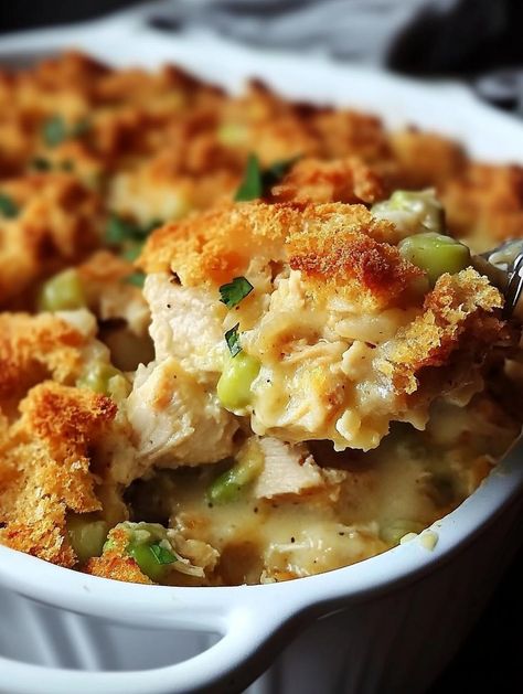 Chicken Dressing Casserole Dressing Casserole, Chicken And Dressing Casserole, Chicken Dressing, Easy Family Recipes, Pork Salad, Stuffing Casserole, Favorite Dinner, Potatoe Casserole Recipes, Chicken Slow Cooker Recipes