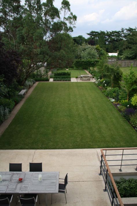 Large Garden in Wimbledon - Contemporary - Garden - London - by Charlotte Rowe Garden Design | Houzz UK Formal Grass Garden, Concrete Terrace, Covet Garden London, The Hill Garden And Pergola London, Charlotte Rowe, Garden Design London, Convent Garden London, Large Garden, Contemporary Garden