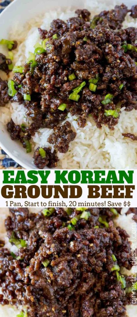 Koreansk Mad, Korean Ground Beef, Easy Hamburger, Spicy Korean, Korean Beef, Hamburger Meat, Ground Beef Recipes For Dinner, Beef Recipe, Beef Recipes Easy