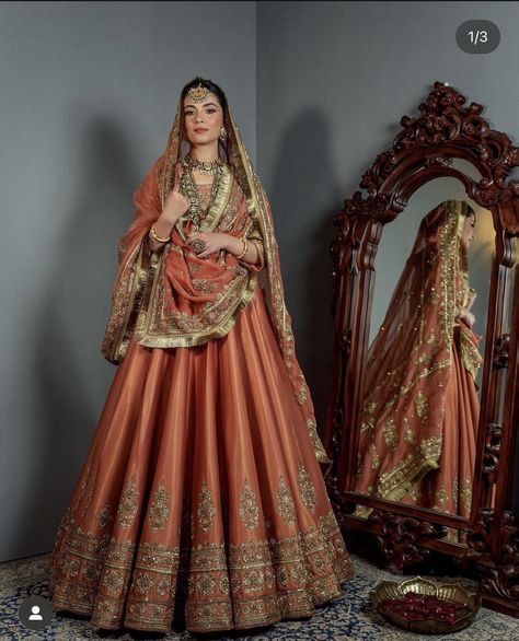 Peach Clothes, Latest Bridal Lehenga Designs, Latest Bridal Lehenga, Wedding Lehenga Designs, Lehenga Designs Simple, Indian Bride Outfits, Latest Bridal Dresses, Traditional Indian Outfits, Bridal Dress Fashion