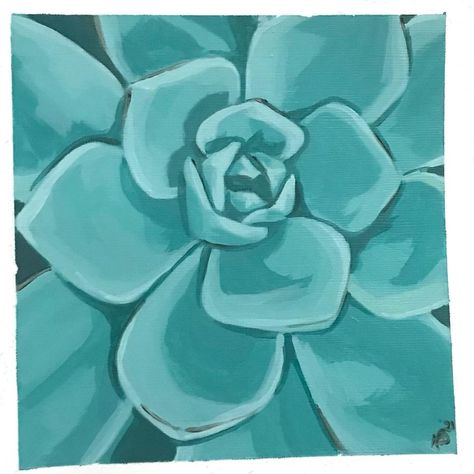 Melanie Daily on Instagram: “My favorite color #succulentpainting #modernart #succulents #walldecor #wallart #bohodecor #art #painting #plantart #plantartist…” Abstract Succulent Painting, Turquoise Painting Ideas, Cute Plant Paintings, Easy Plant Painting, Positivity Rocks, Wall Boho Decor, Succulent Drawing, Stain Art, Green Entryway