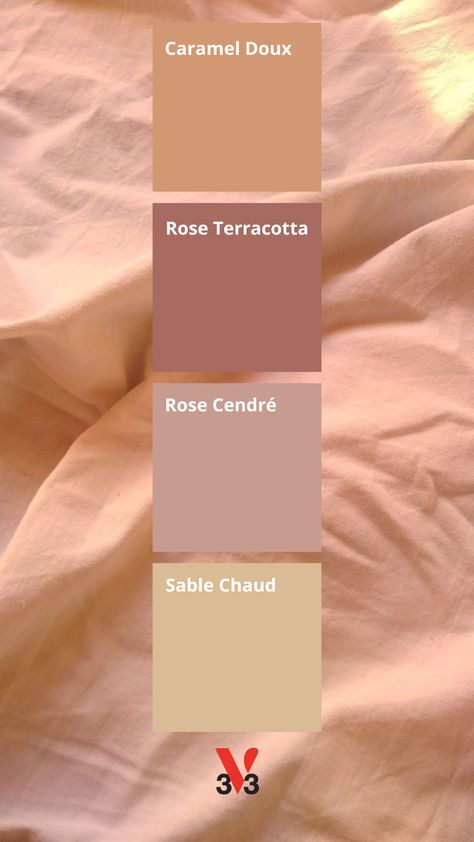 4 couleurs issues du nuancier Coup d’Éclat®, sur le thème de Peach Fuzz, la couleur @pantone de l’année. Pantone Colors 2024, Beach Color Palettes, Interior Bedroom, Beach Color, Peach Fuzz, Color Themes, Vintage Chic, Concept Store, Bedroom Interior